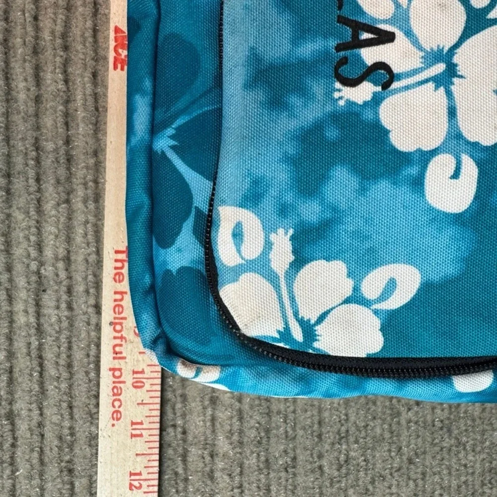 L.L. Bean Blue Floral Toiletry Bag Hanging Travel Organizer LAS Initials